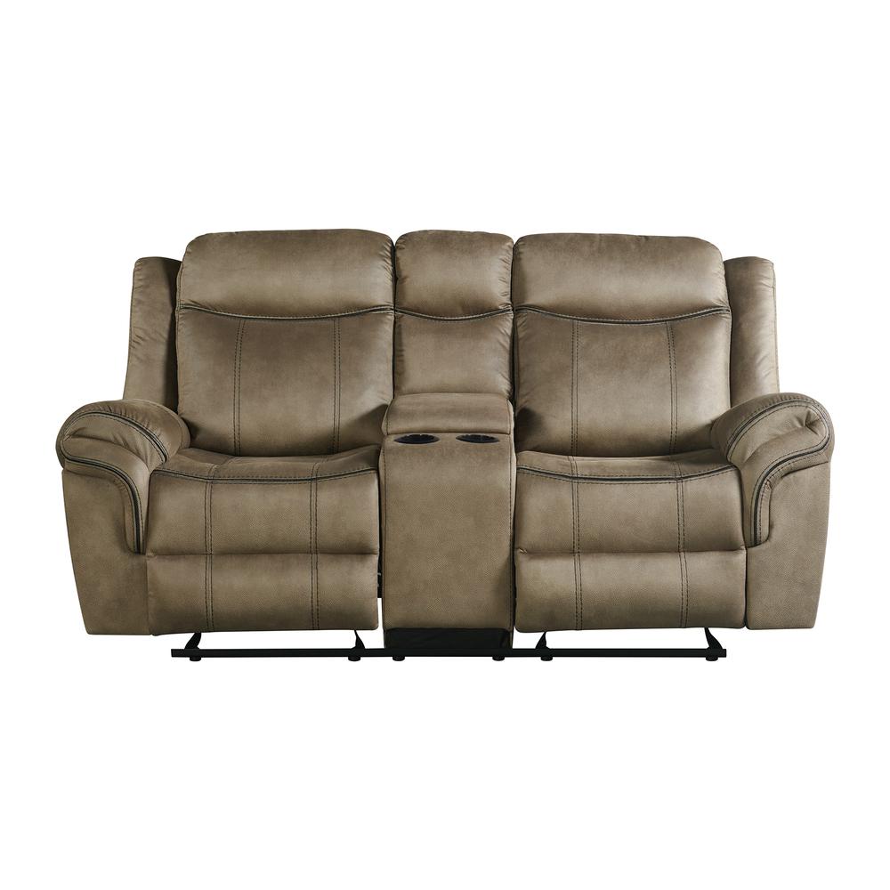 Tasso Motion Loveseat with Console in T101 Brown. Picture 2
