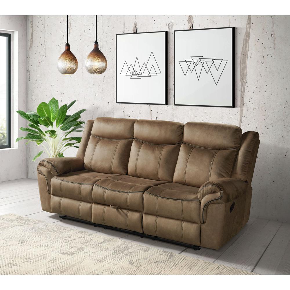 Tasso Motion Sofa with Dropdown in T101 Brown. Picture 10