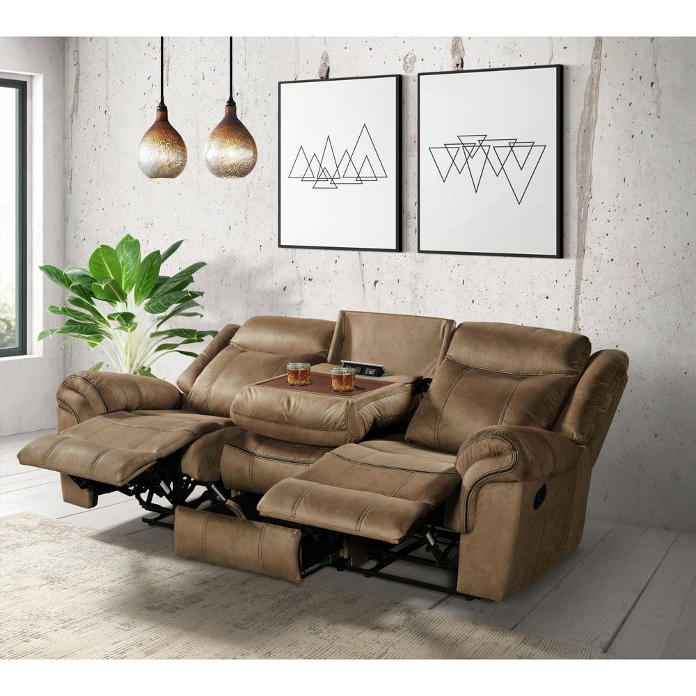 Tasso Motion Sofa with Dropdown in T101 Brown. Picture 11