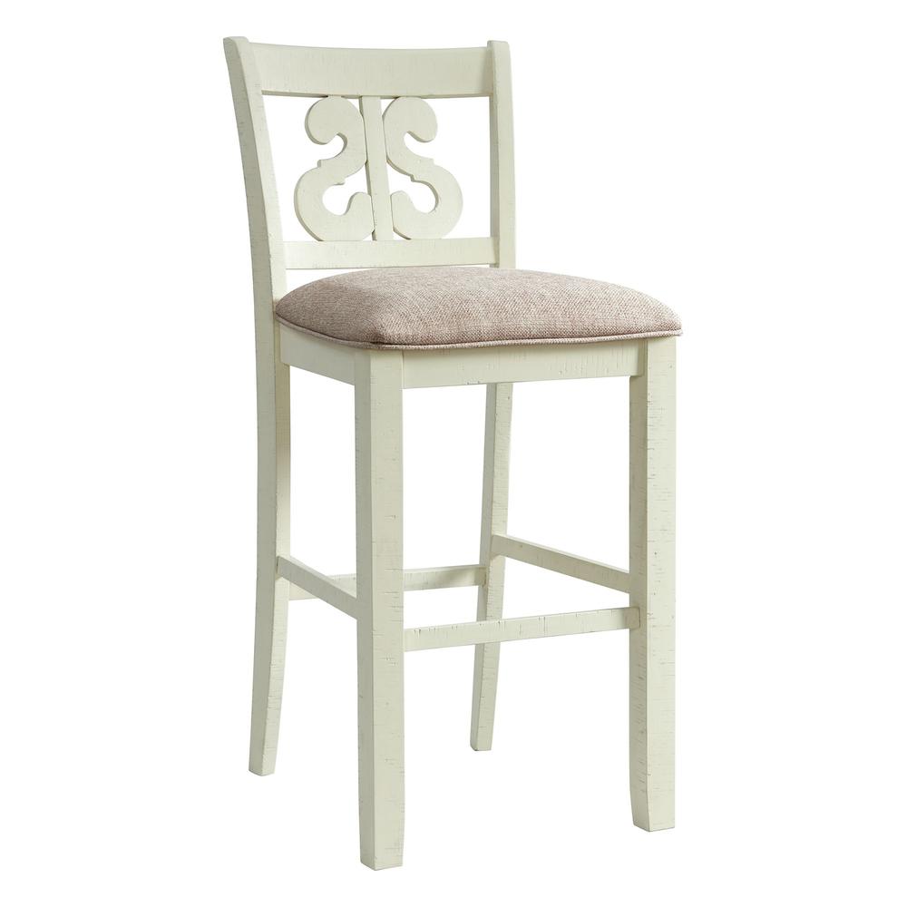 Picket House Furnishings Stanford 30" Swirl Back Bar Stool Set in White. Picture 4