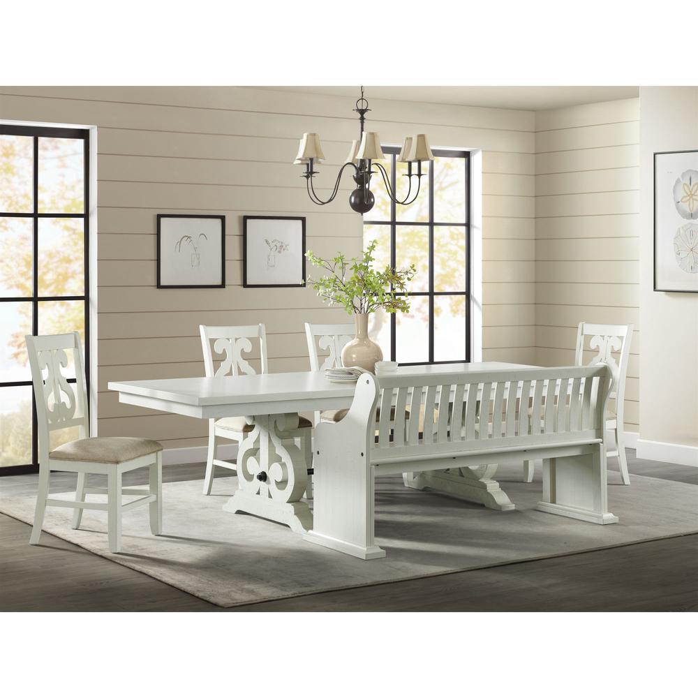 Picket House Furnishings Stanford Pew Bench in White. Picture 3