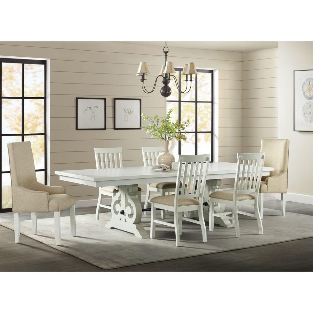 Picket House Furnishings Stanford 7PC Dining Set-Table, 4 Side Chairs & 2 Parson Chairs in White. Picture 3