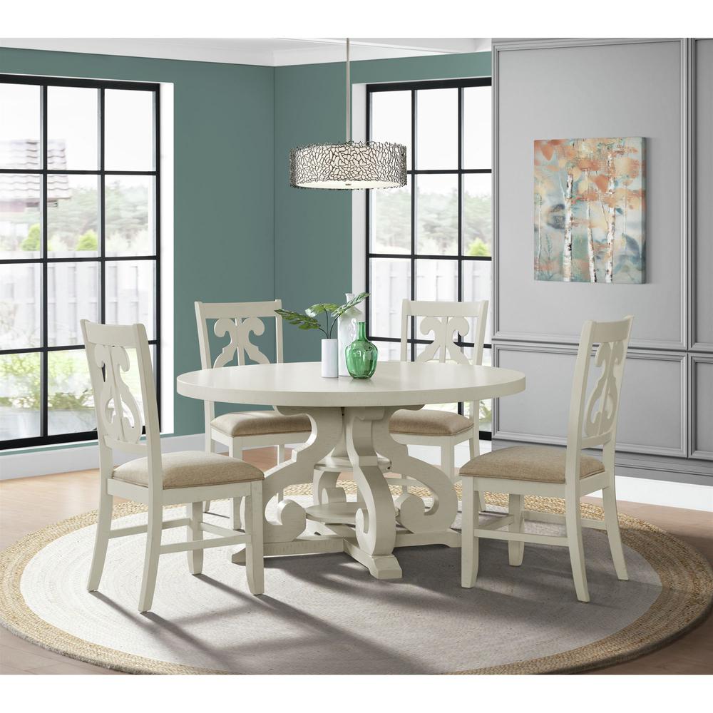 Picket House Furnishings Stanford Round Dining Table in White. Picture 2