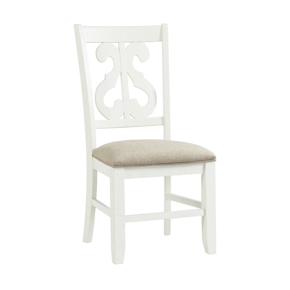 Picket House Furnishings Stanford Wooden Swirl Back Side Chair Set in White. Picture 4