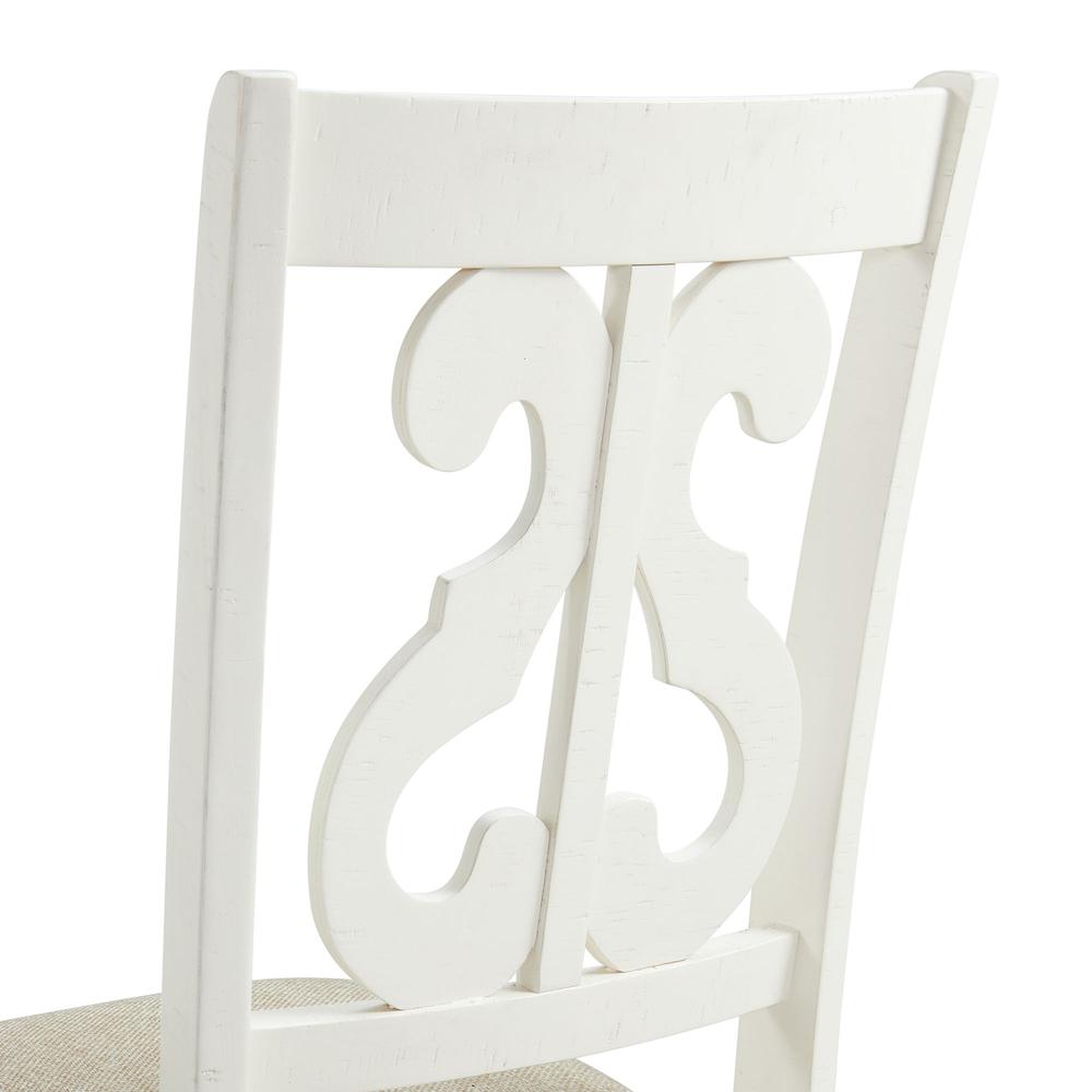 Picket House Furnishings Stanford Wooden Swirl Back Side Chair Set in White. Picture 9