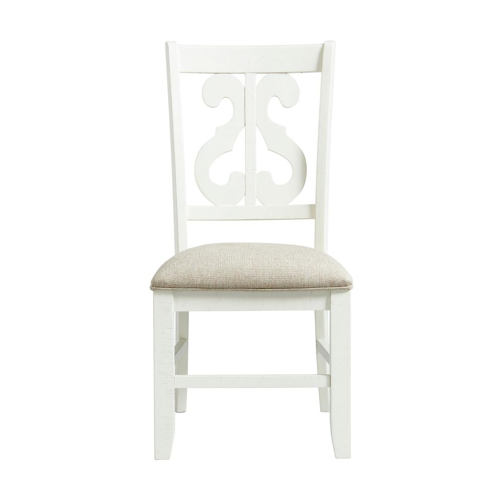 Picket House Furnishings Stanford Wooden Swirl Back Side Chair Set in White. Picture 5
