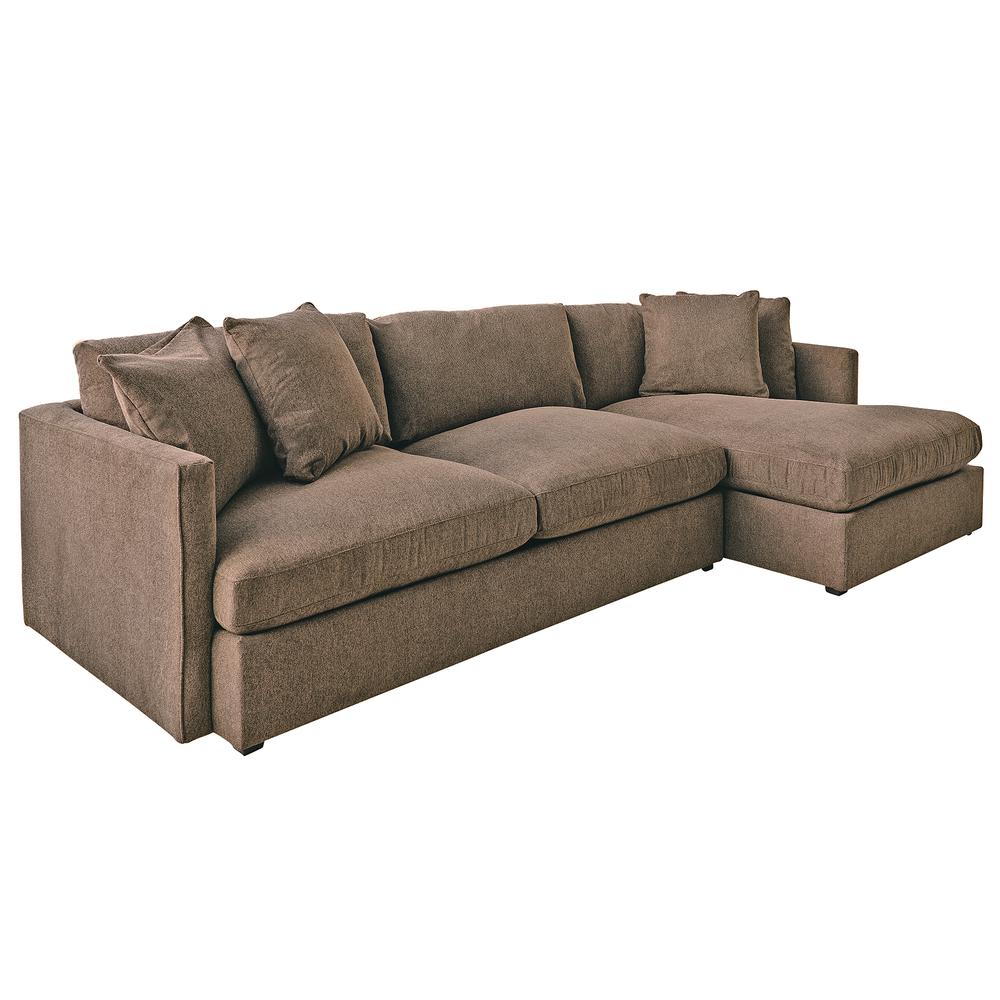 Picket House Furnishings Maddox Right Arm Facing 2PC Sectional Set with Chaise in Cocoa. Picture 1