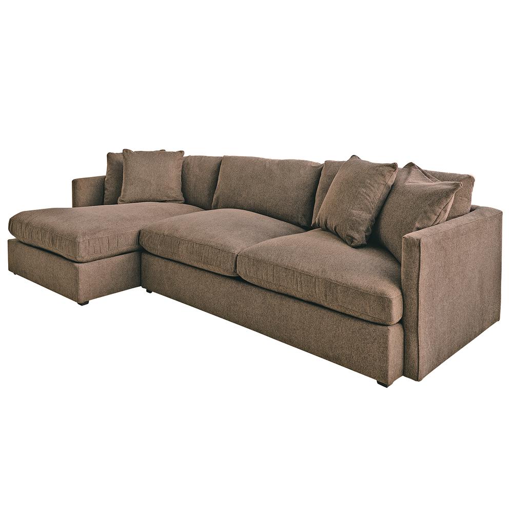Picket House Furnishings Maddox Left Arm Facing 2PC Sectional Set with Chaise in Cocoa. Picture 1
