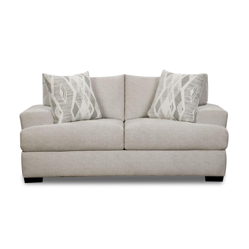 Picket House Furnishings Rowan Loveseat in Fentasy Silver with 2  Pillows. Picture 1