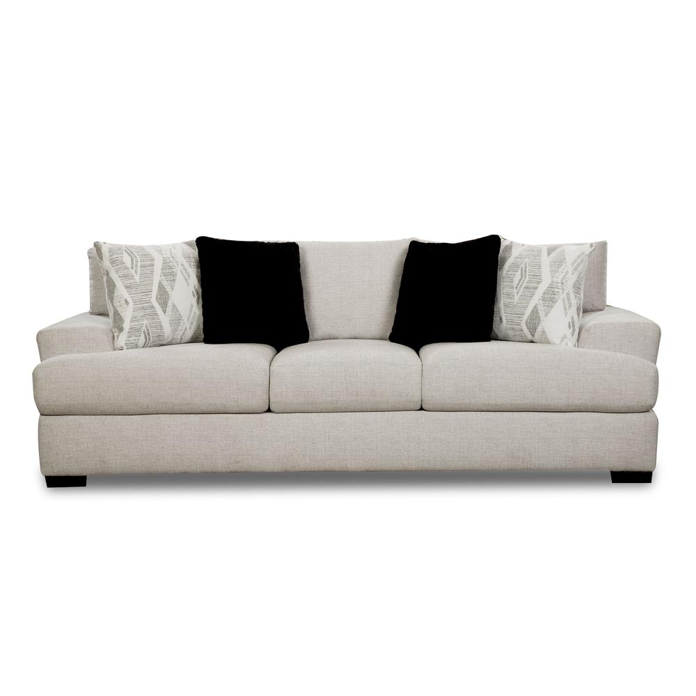 Picket House Furnishings Rowan Sofa in Fentasy Silver with 4 Pillows. Picture 1