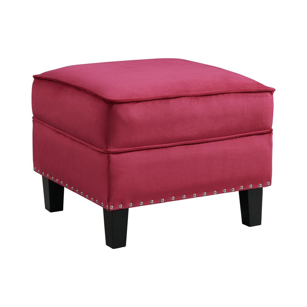 Picket House Furnishings Teagan Ottoman in Red. Picture 1