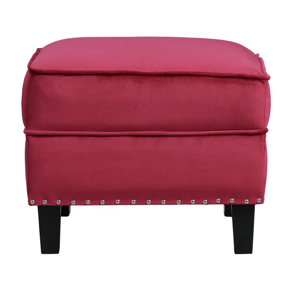 Picket House Furnishings Teagan Ottoman in Red. Picture 4