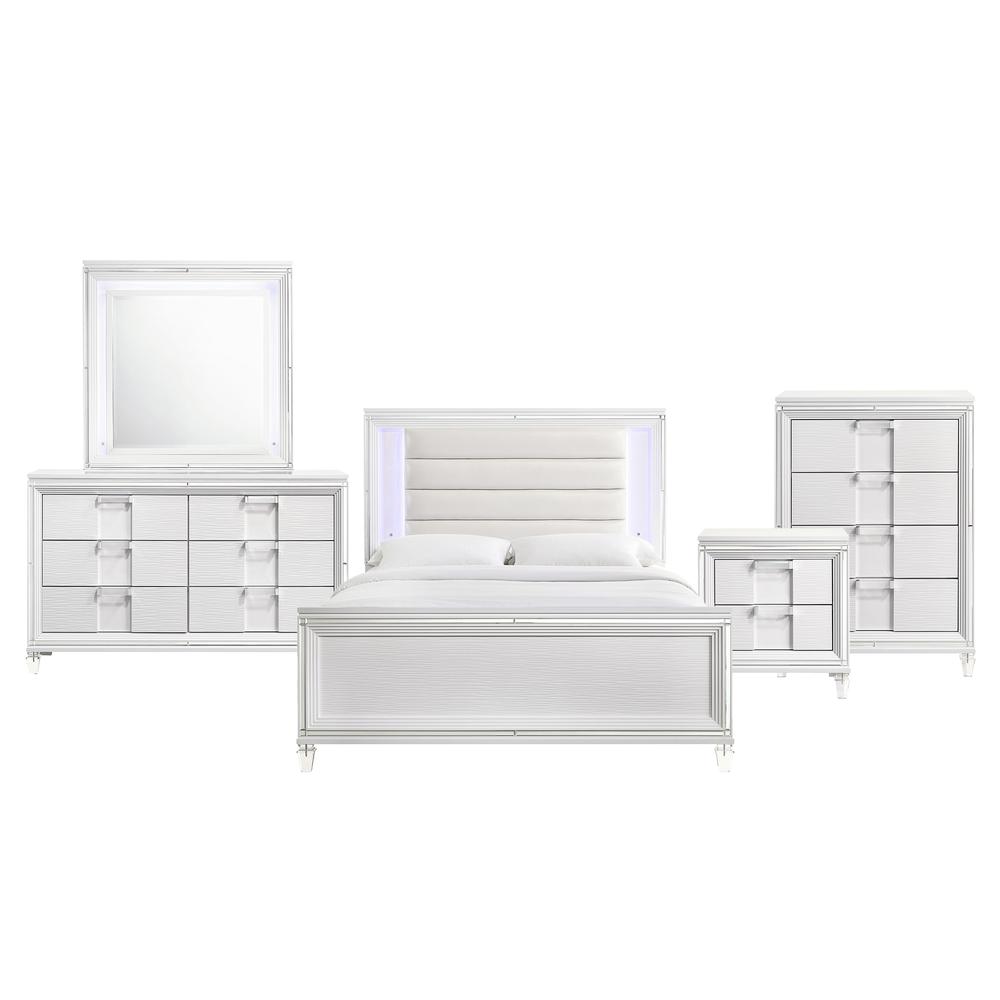 Charlotte Youth Full Platform 5PC Bedroom Set in White. Picture 1