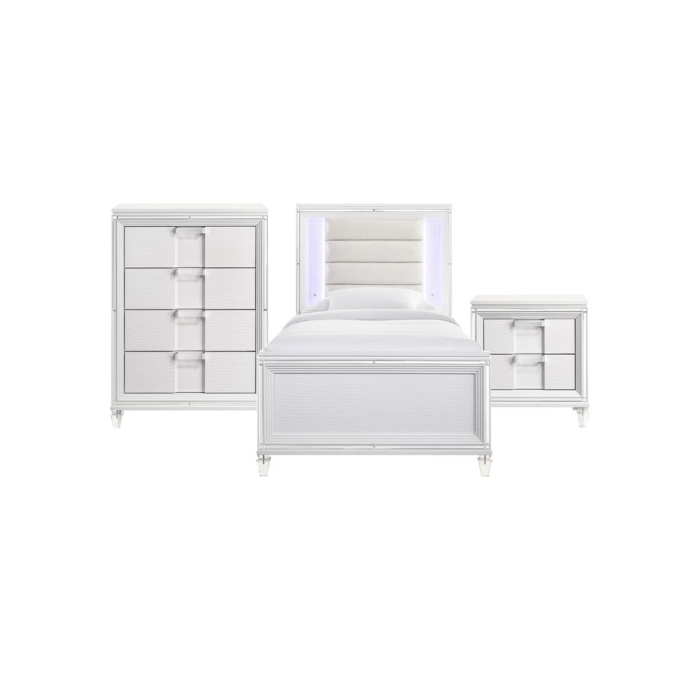 Charlotte Youth Twin Platform 3PC Bedroom Set in White. Picture 1