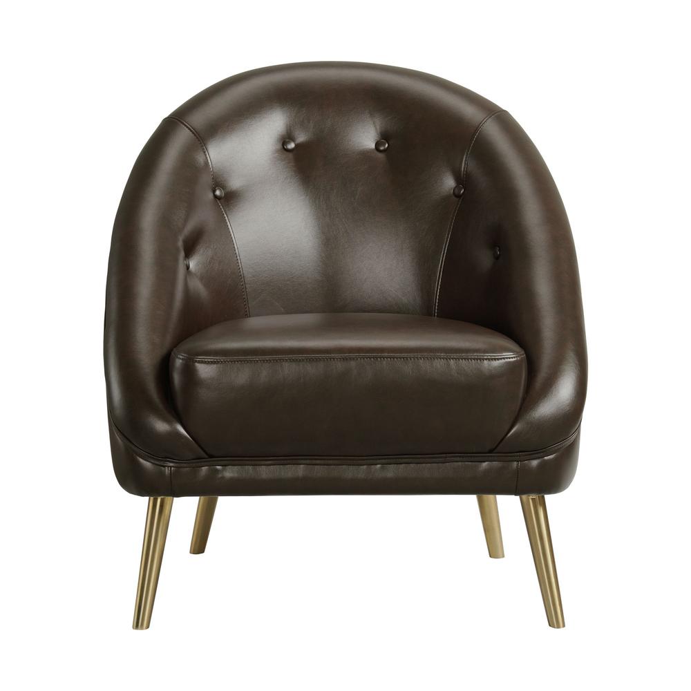 Picket House Furnishings Taya Chair with Gold Legs In Brown. Picture 4