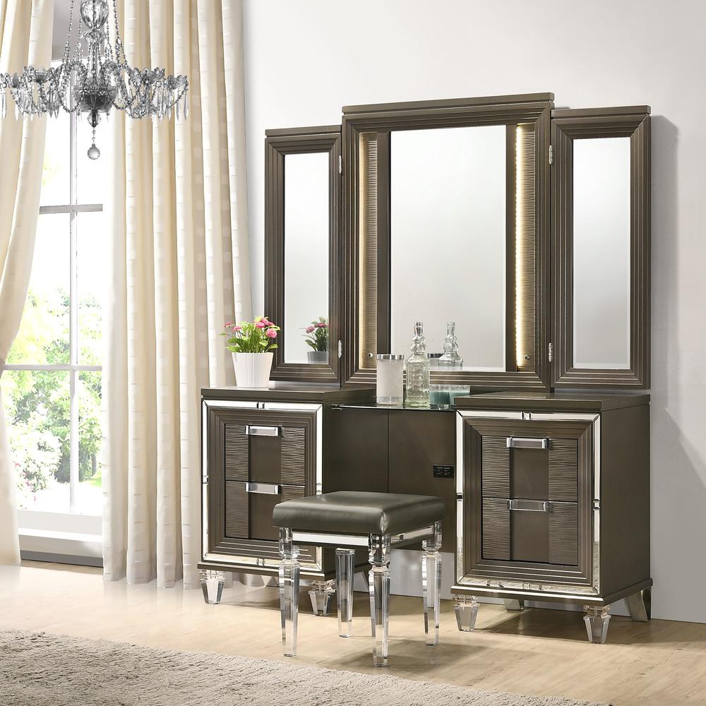 Picket House Furnishings Charlotte Vanity Set with USB in Copper. Picture 3