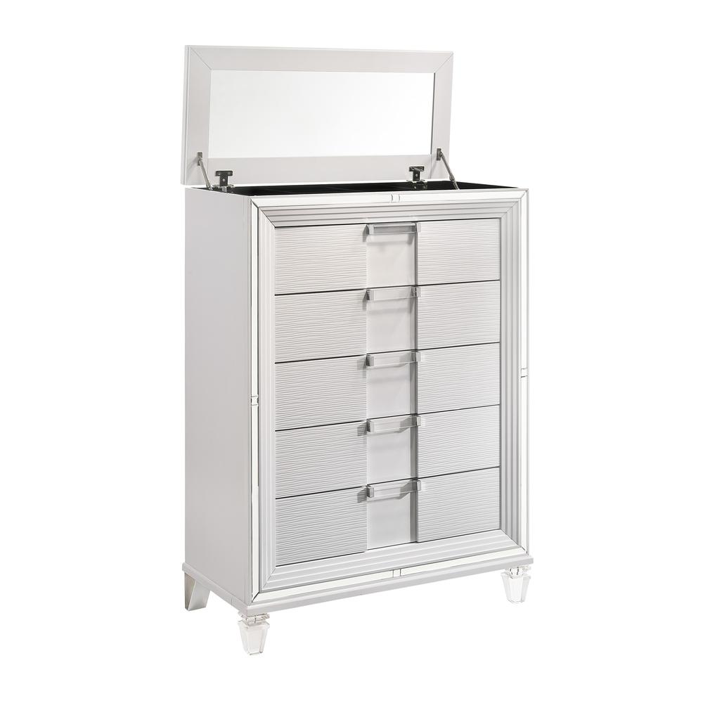Picket House Furnishings Charlotte 5-Drawer Flip-Top Chest in White. Picture 3