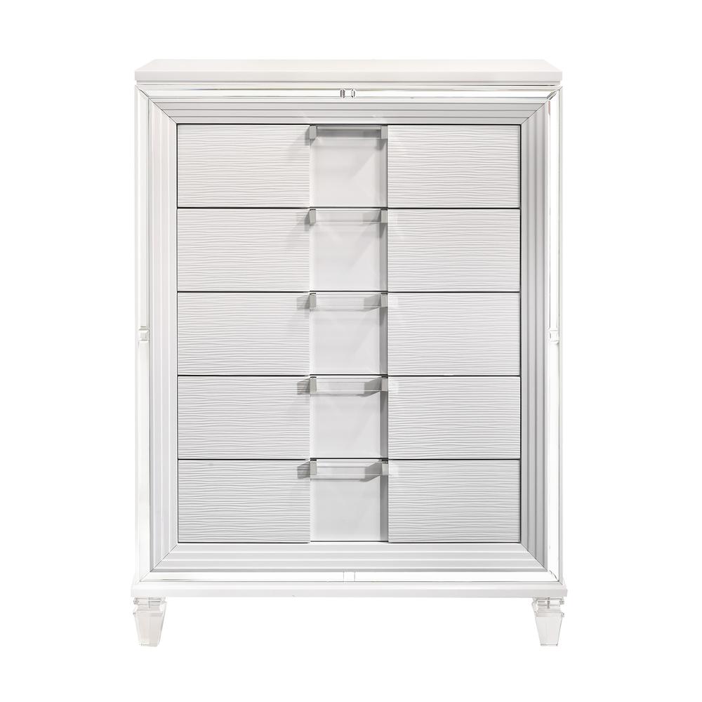 Picket House Furnishings Charlotte 5-Drawer Flip-Top Chest in White. Picture 4