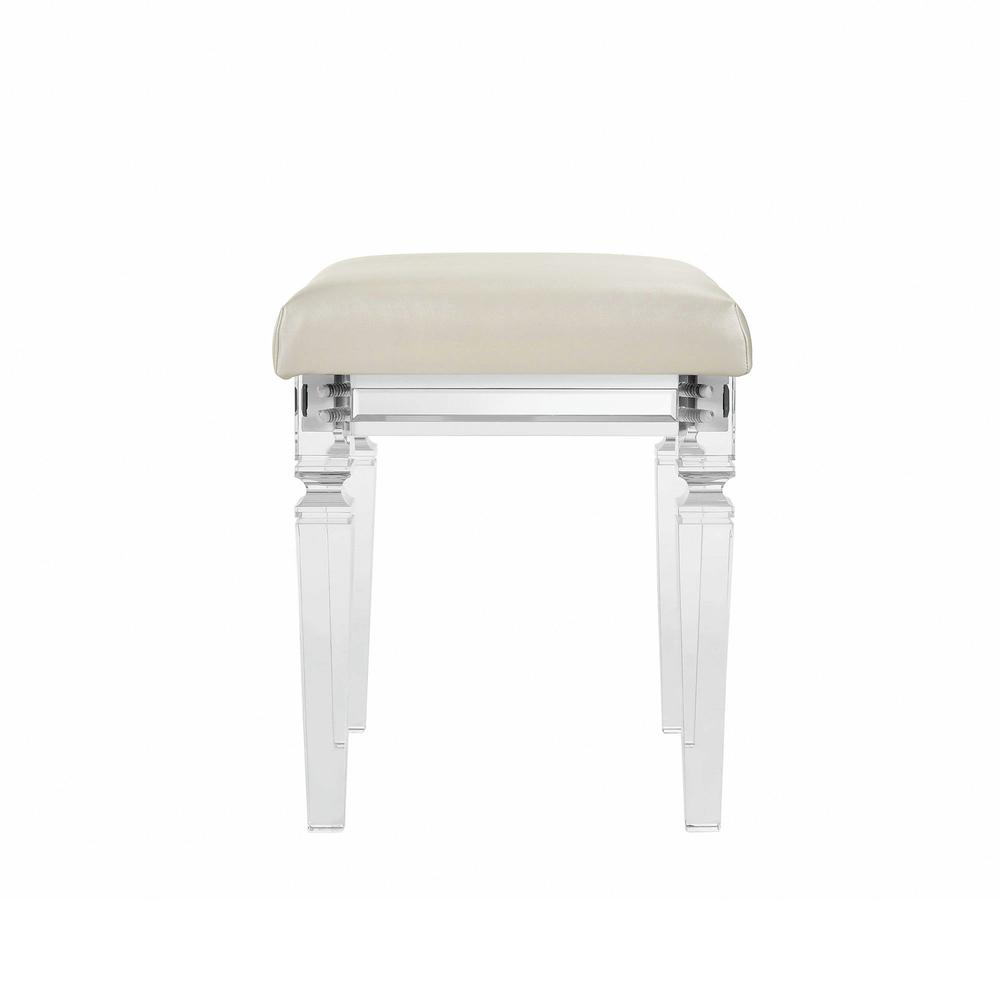 Picket House Furnishings Charlotte Vanity Stool with Acrylic Leg. Picture 4