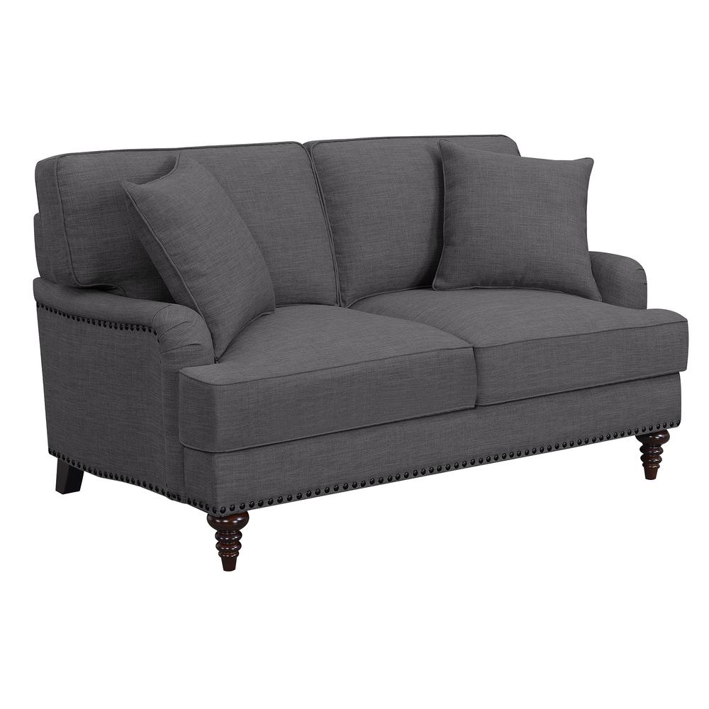 Cassandra Loveseat in Charcoal. Picture 1