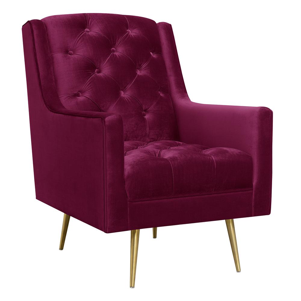 Reese Button Tufted Accent Chair with Gold Legs. The main picture.