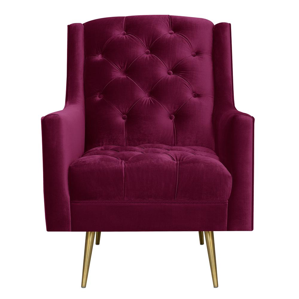 Reese Button Tufted Accent Chair with Gold Legs. Picture 6