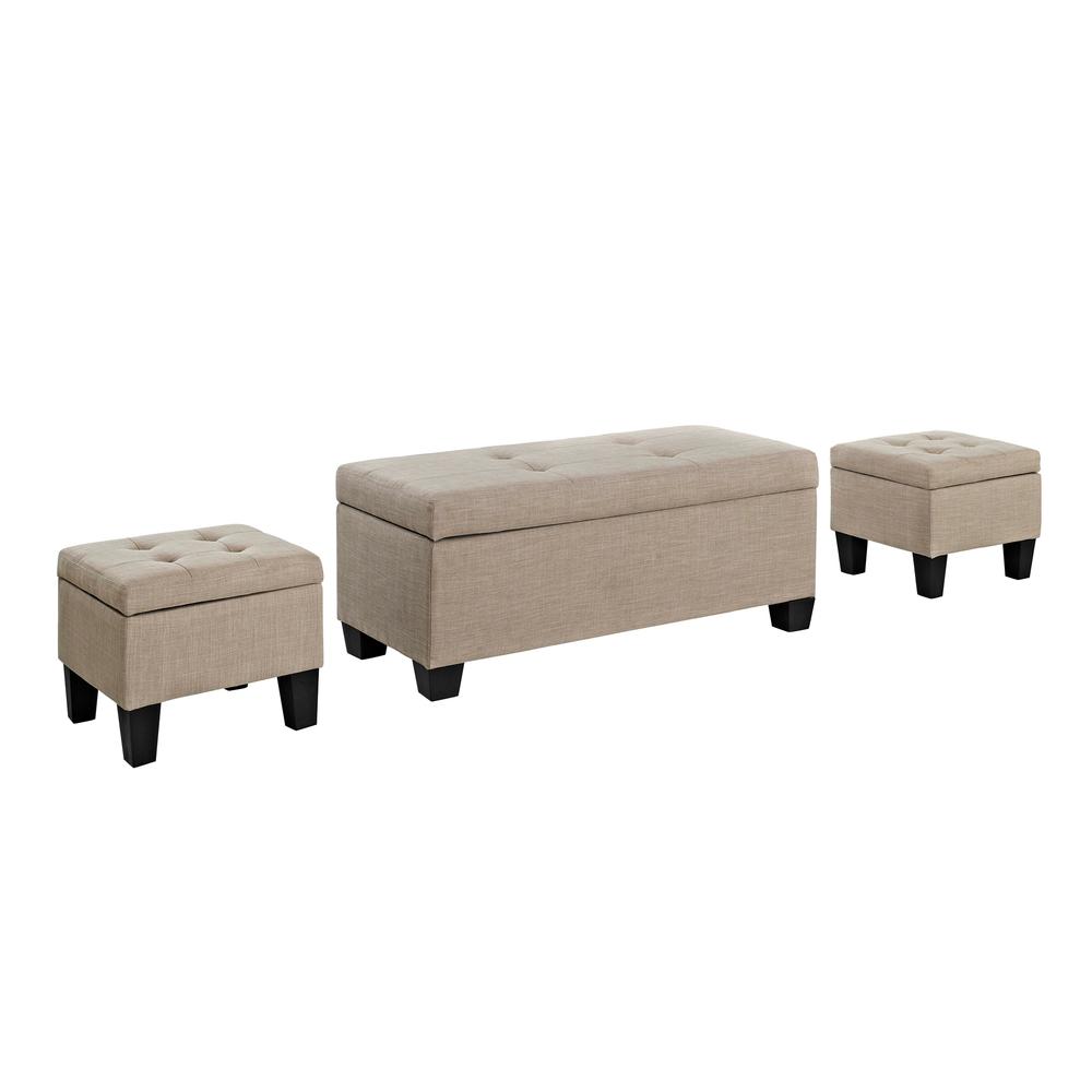Picket House Furnishings Everett 3PK Storage Ottoman in Natural. Picture 1