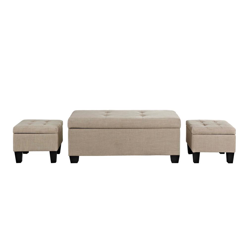 Picket House Furnishings Everett 3PK Storage Ottoman in Natural. Picture 2
