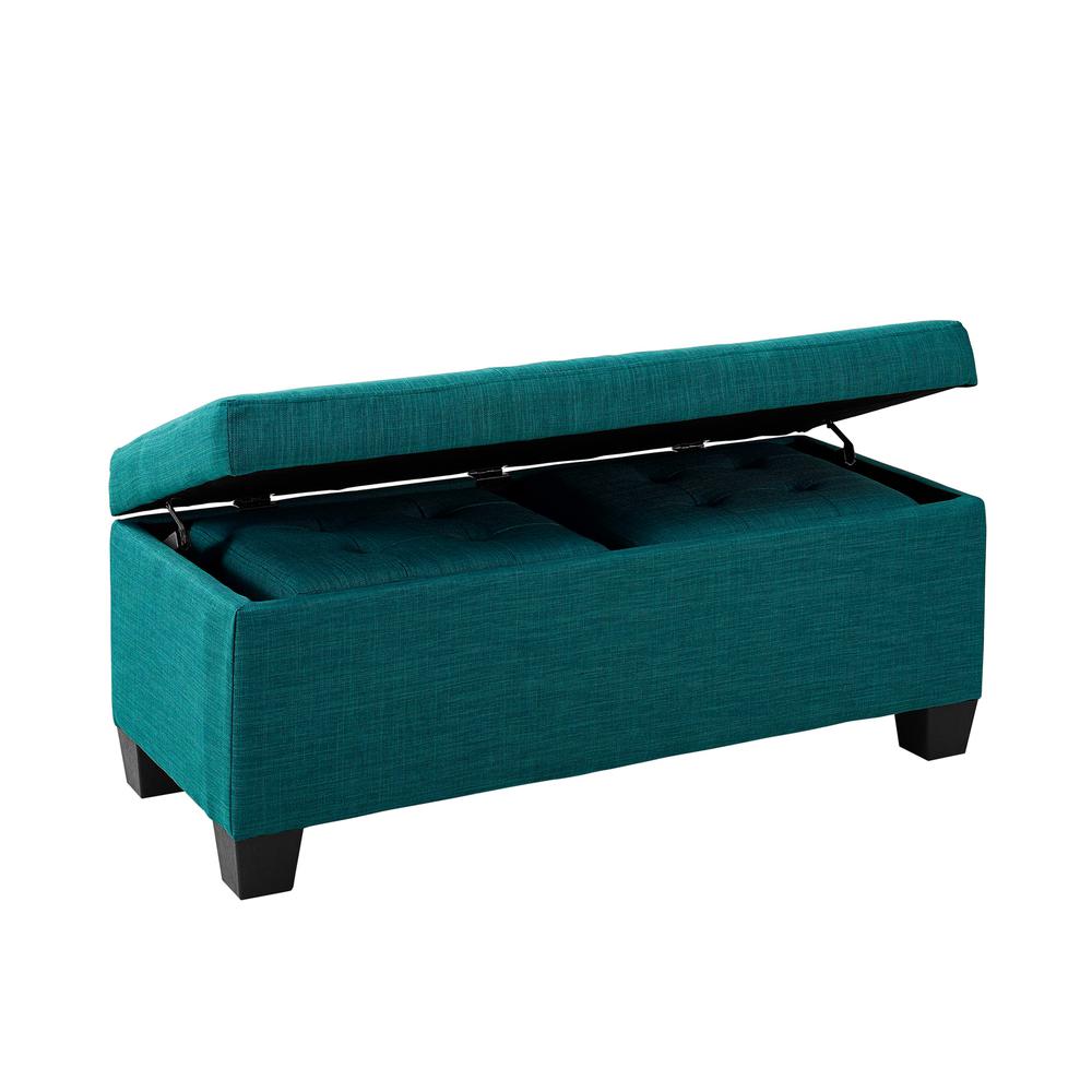 Picket House Furnishings Everett 3PK Storage Ottoman in Teal. Picture 4