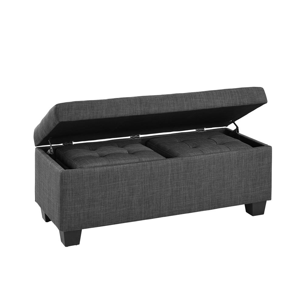 Picket House Furnishings Everett 3PK Storage Ottoman in Charcoal. Picture 4
