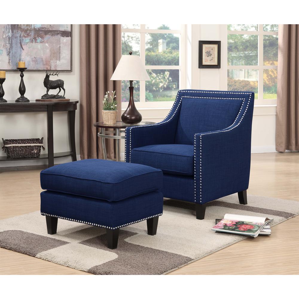 Emery Blue Chair & Ottoman. Picture 1