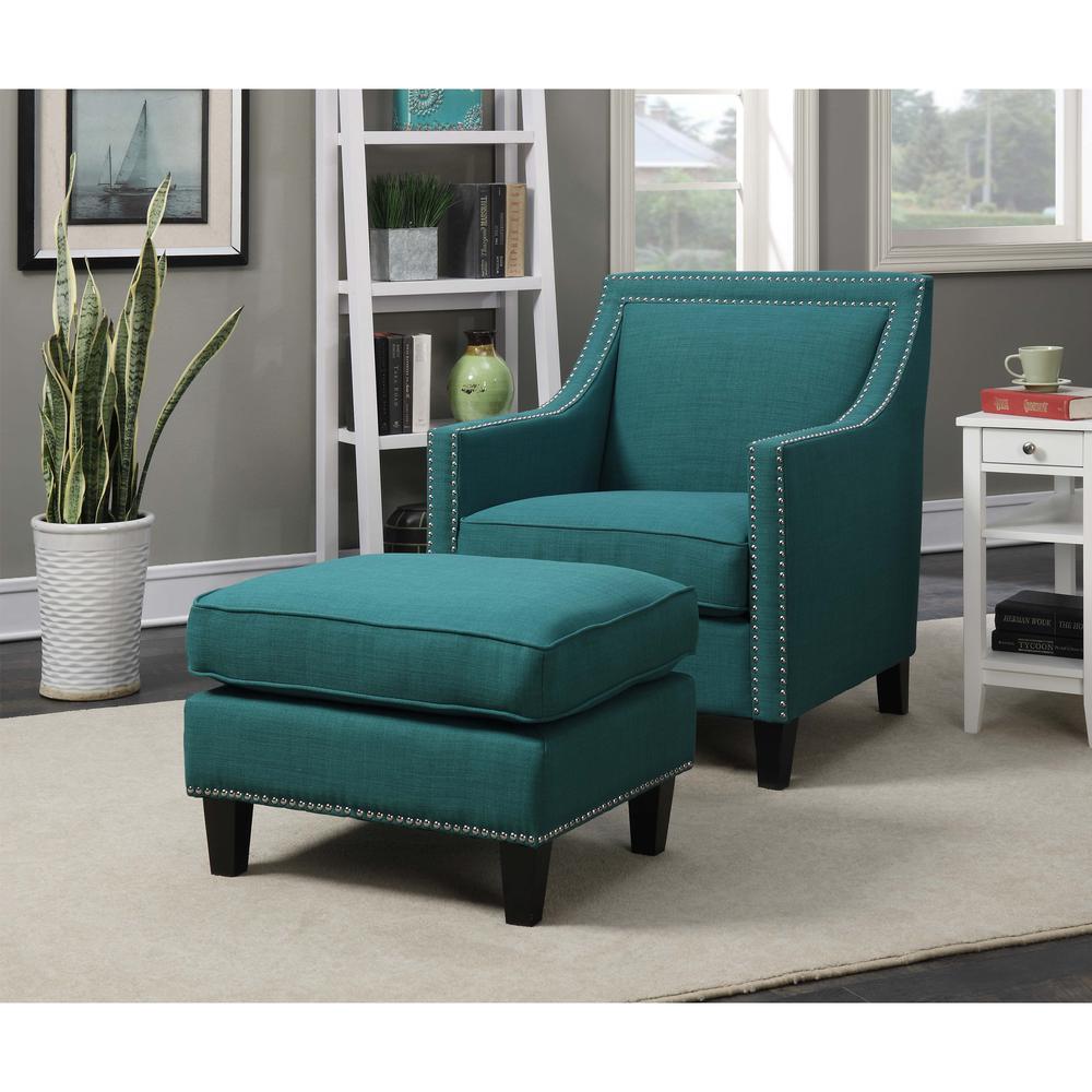 Emery Teal Chair & Ottoman. Picture 16
