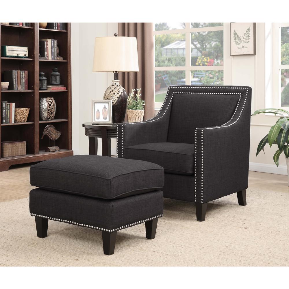 Emery Charcoal Chair & Ottoman. Picture 1