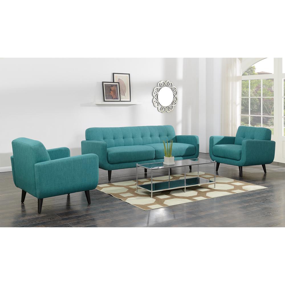 Hailey Sofa & Chair Set in Teal. Picture 1