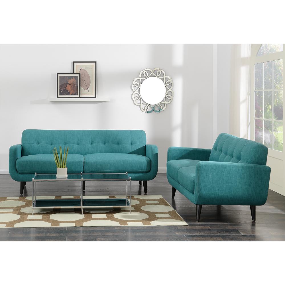 Hailey Sofa & Loveseat Set in Teal. Picture 1