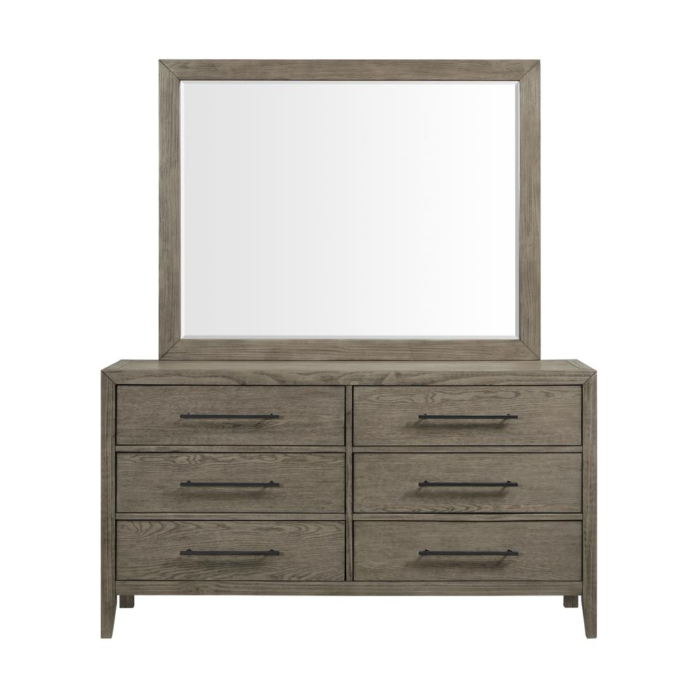 Armes 6-Drawer Dresser & Mirror Set in Grey. Picture 2