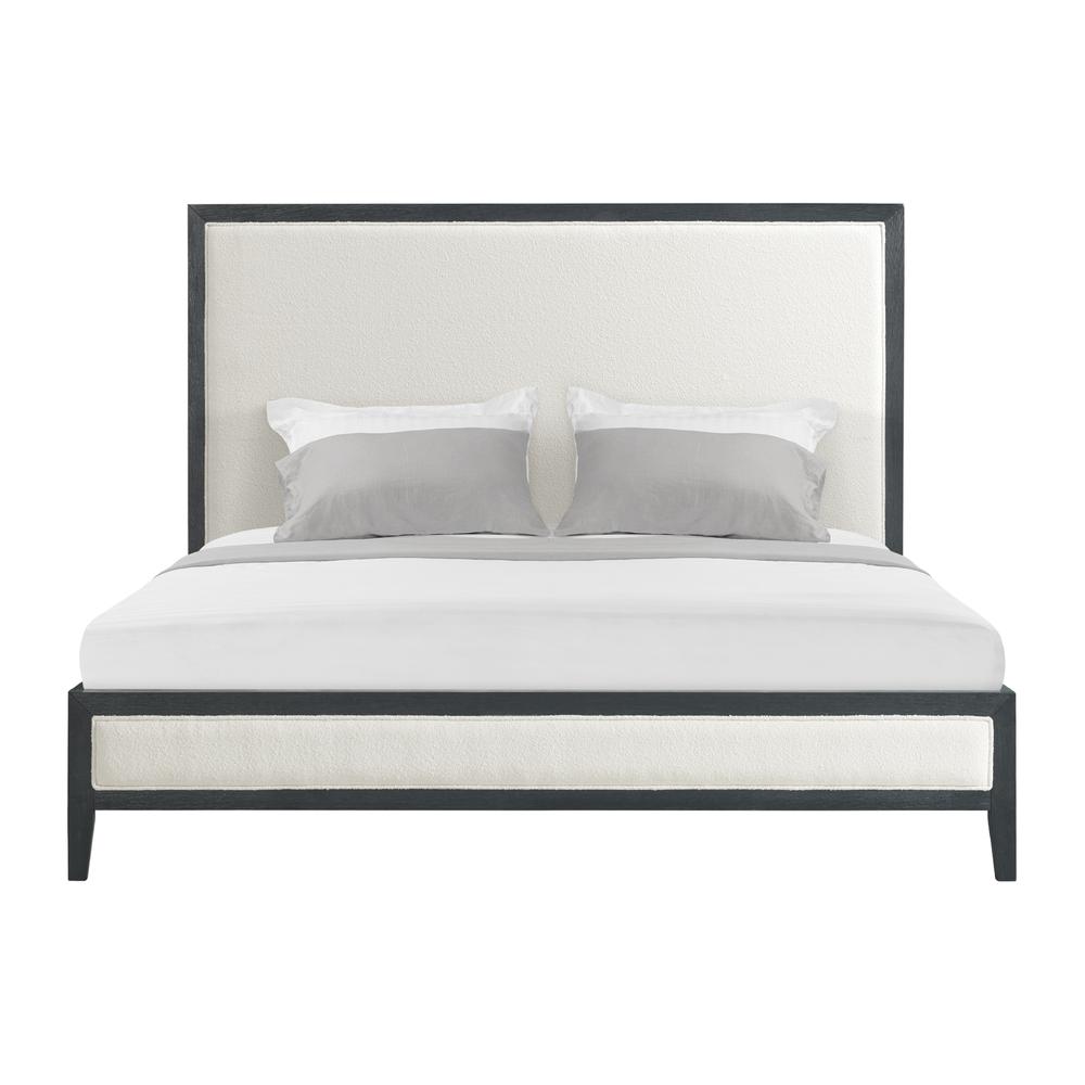 Armes  King White Fabric Panel Bed with Low Footboard in Black. Picture 2