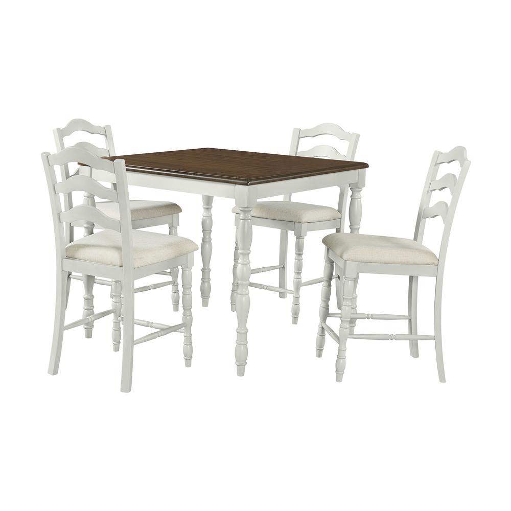Sava 5PC Counter Set with Uph Chairs and Brown Top in White. Picture 1