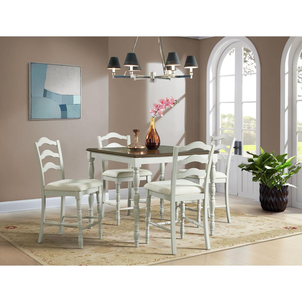 Sava 5PC Counter Set with Uph Chairs and Brown Top in White. Picture 12