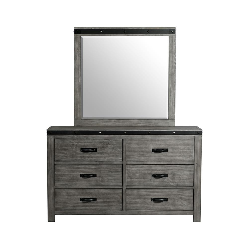 Picket House Furnishings Montauk Youth 6-Drawer Dresser & Mirror Set in Grey. Picture 4