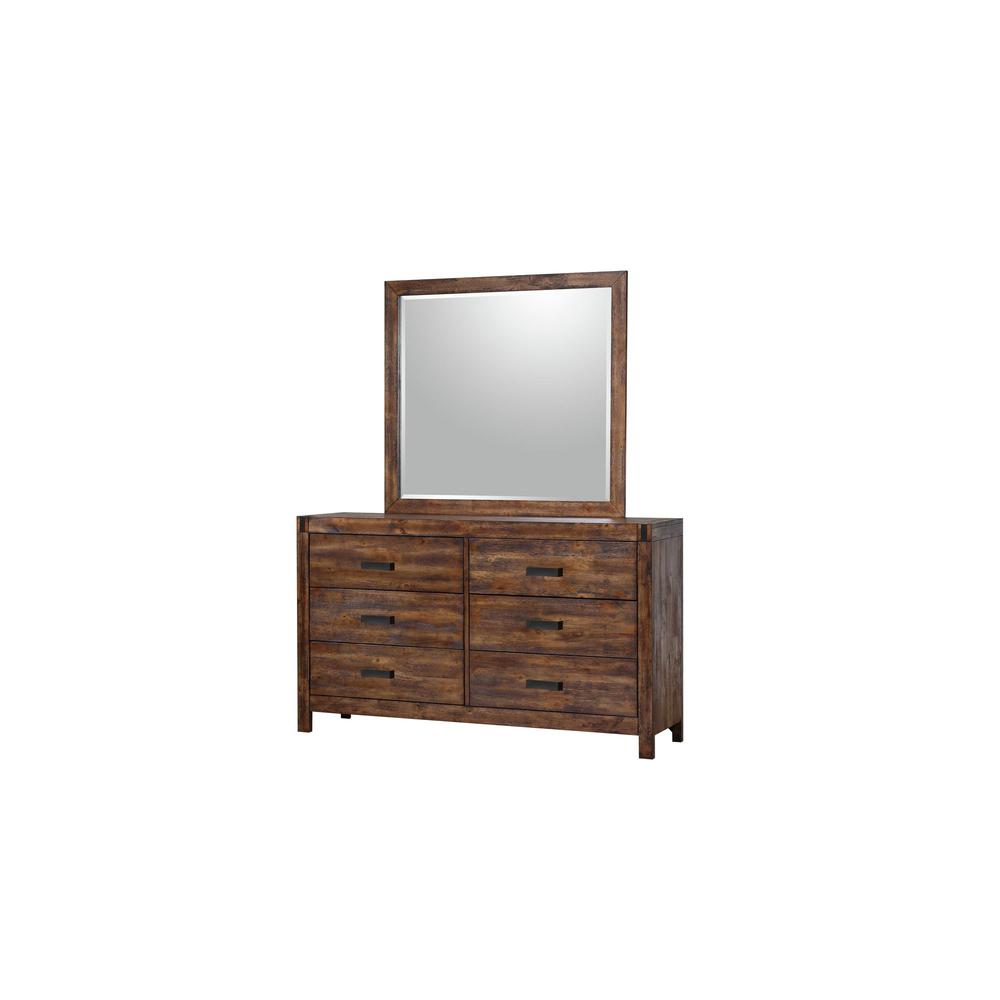 Wren 6-Drawer Dresser and Mirror Set in Chestnut. Picture 1