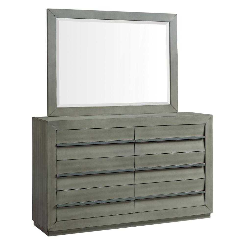 Picket House Furnishings Cosmo 7-Drawer Dresser with Mirror in Grey. Picture 1