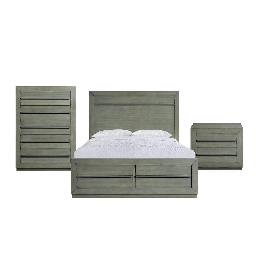 Picket House Furnishings Cosmo Queen Storage 3PC Bedroom Set in Grey. The main picture.