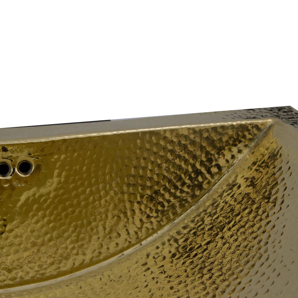 TRB2416-OF - 23.5 Inch X 15.5 Inch Hand Hammered Brass Rectangle Undermount Bathroom Sink with Overflow. Picture 3
