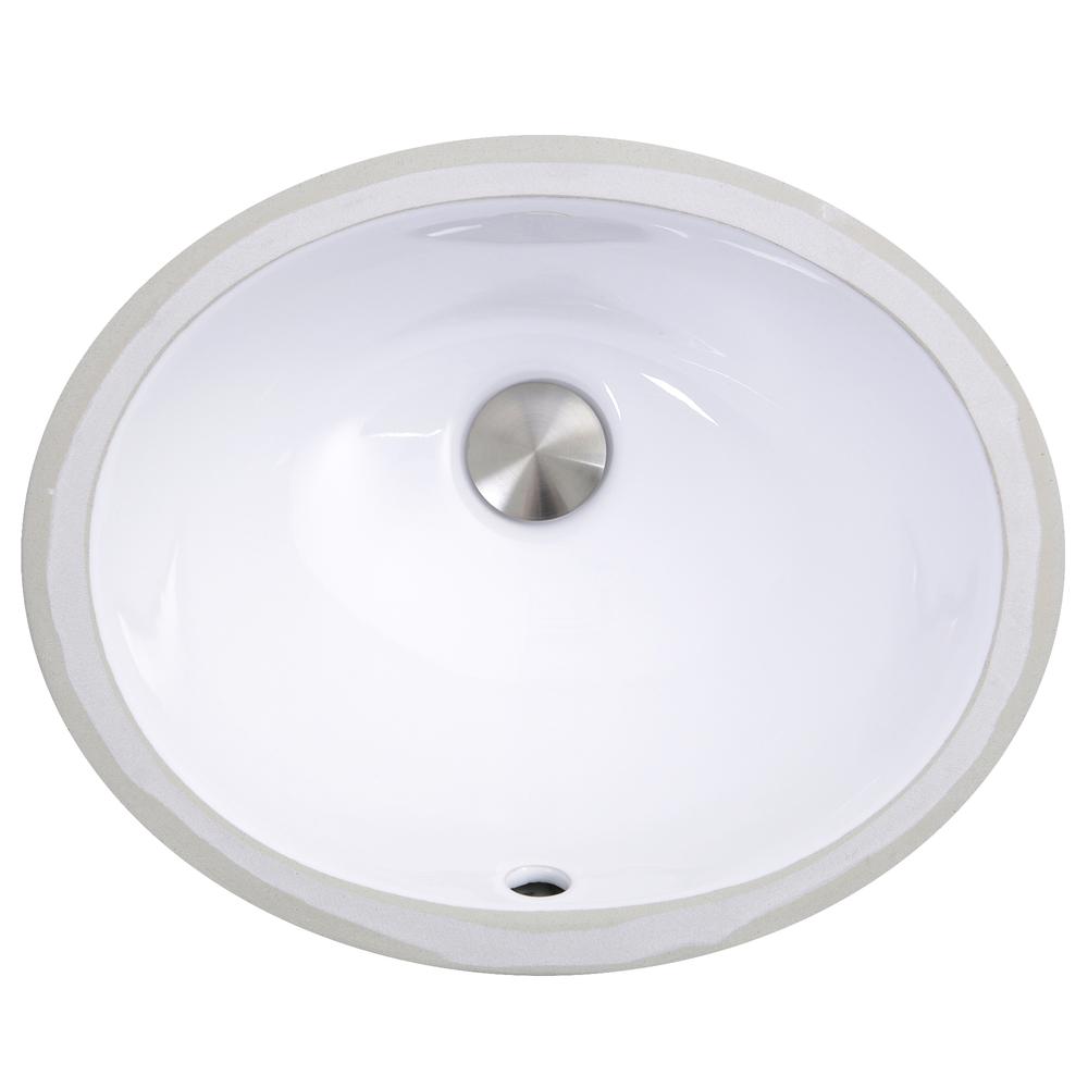 13 Inch X 10 Inch Undermount Ceramic Sink In White UM-13x10-W. Picture 1