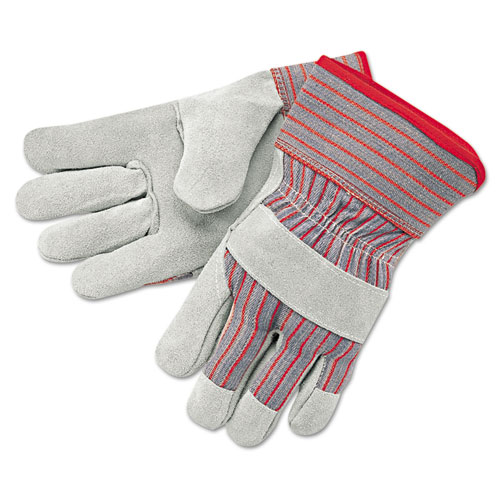 Economy Grade Leather Gloves, White/Red, X-Large, 12 Pairs. Picture 1