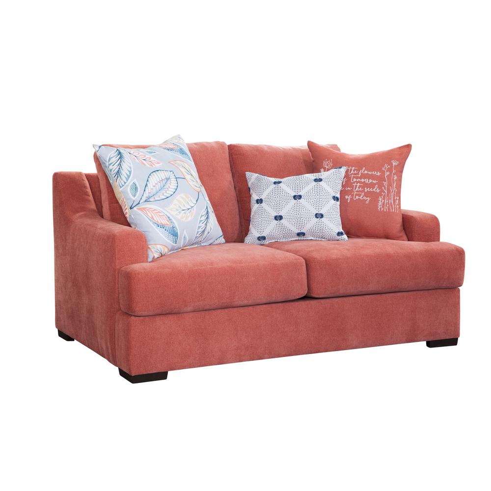 Classic Paprika Loveseat with Three Pillows. Picture 1