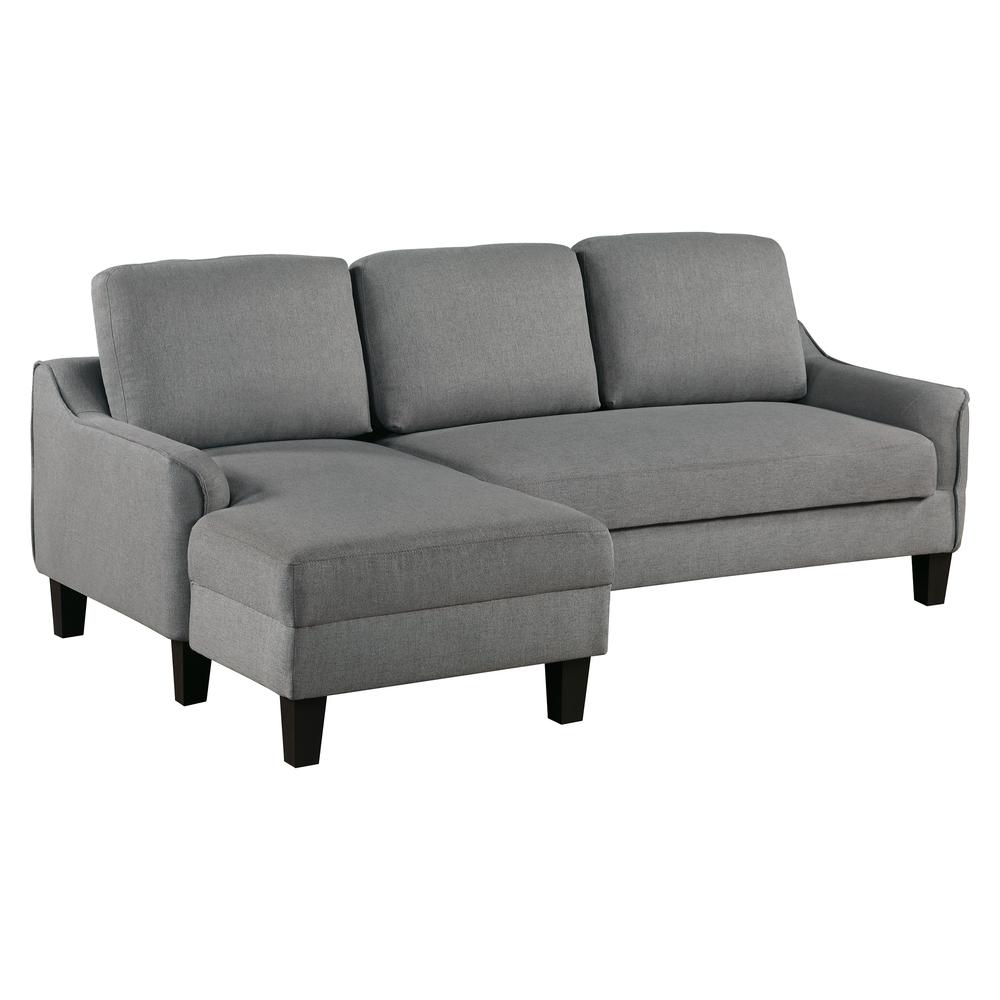 Lester Sofa with Chaise and Twin Sleeper in Grey fabric with Black legs, LST55S-G46. Picture 1