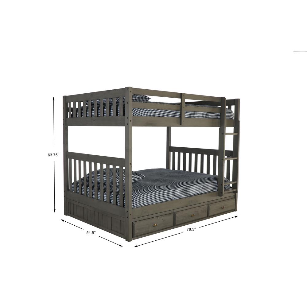 Full over Full Bunk Bed with Three Underbed Drawers. Picture 4