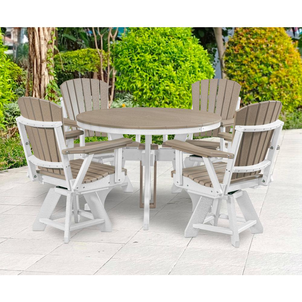 Five Piece Round Dining Height Dining Set in Weatherwood with a White Base. Picture 4